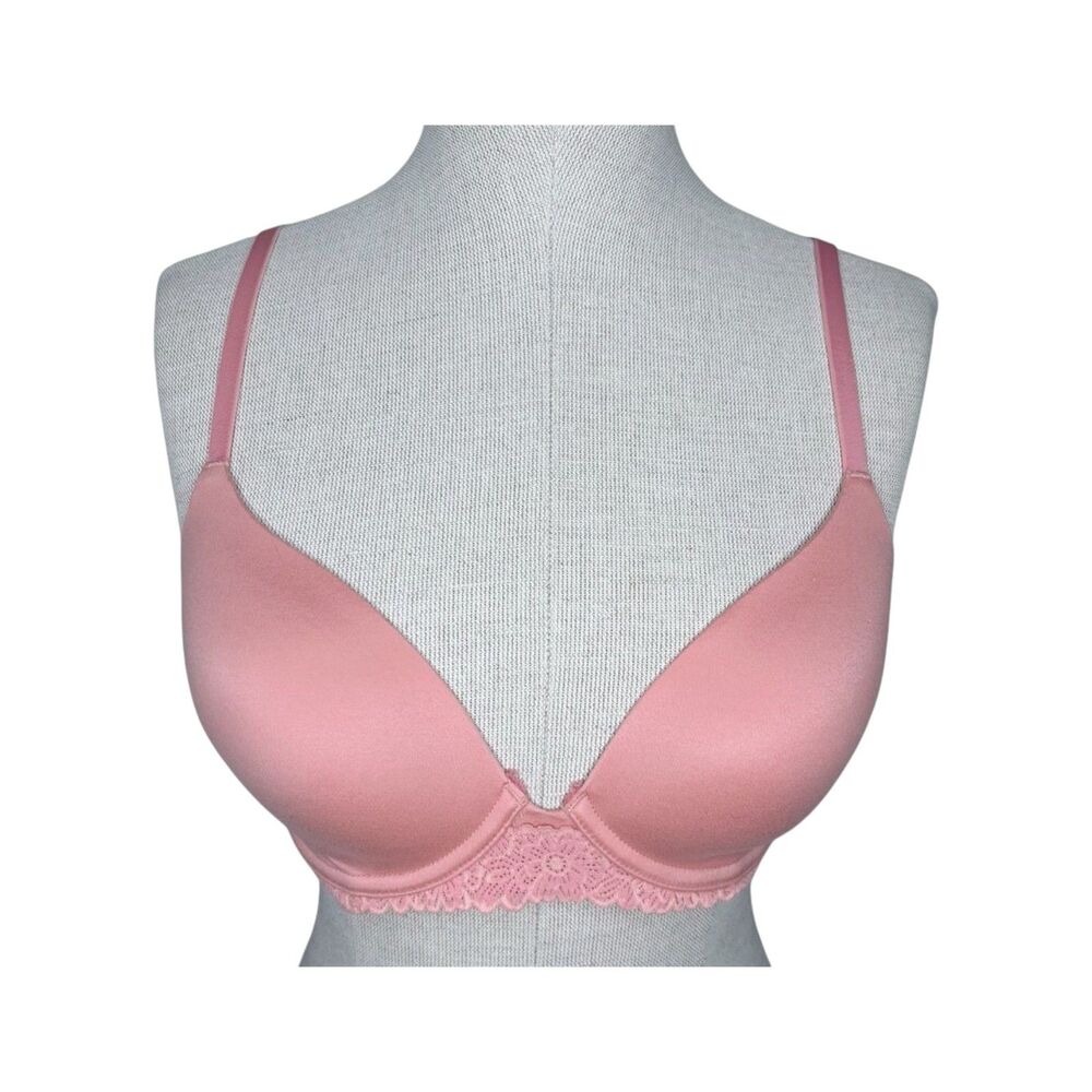 Aerie Real Sunnie Full Coverage T-Shirt Bra sz 32D * Coral Pink Underwire Soft